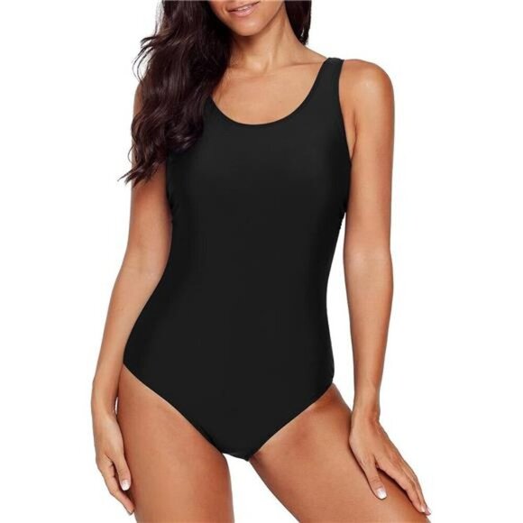 Women's Athletic One Piece Swimsuit Color Block Print Swimwear Beach